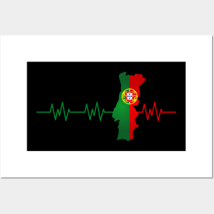 Portugal Heartbeat Flag Pulse Portuguese Posters and Art